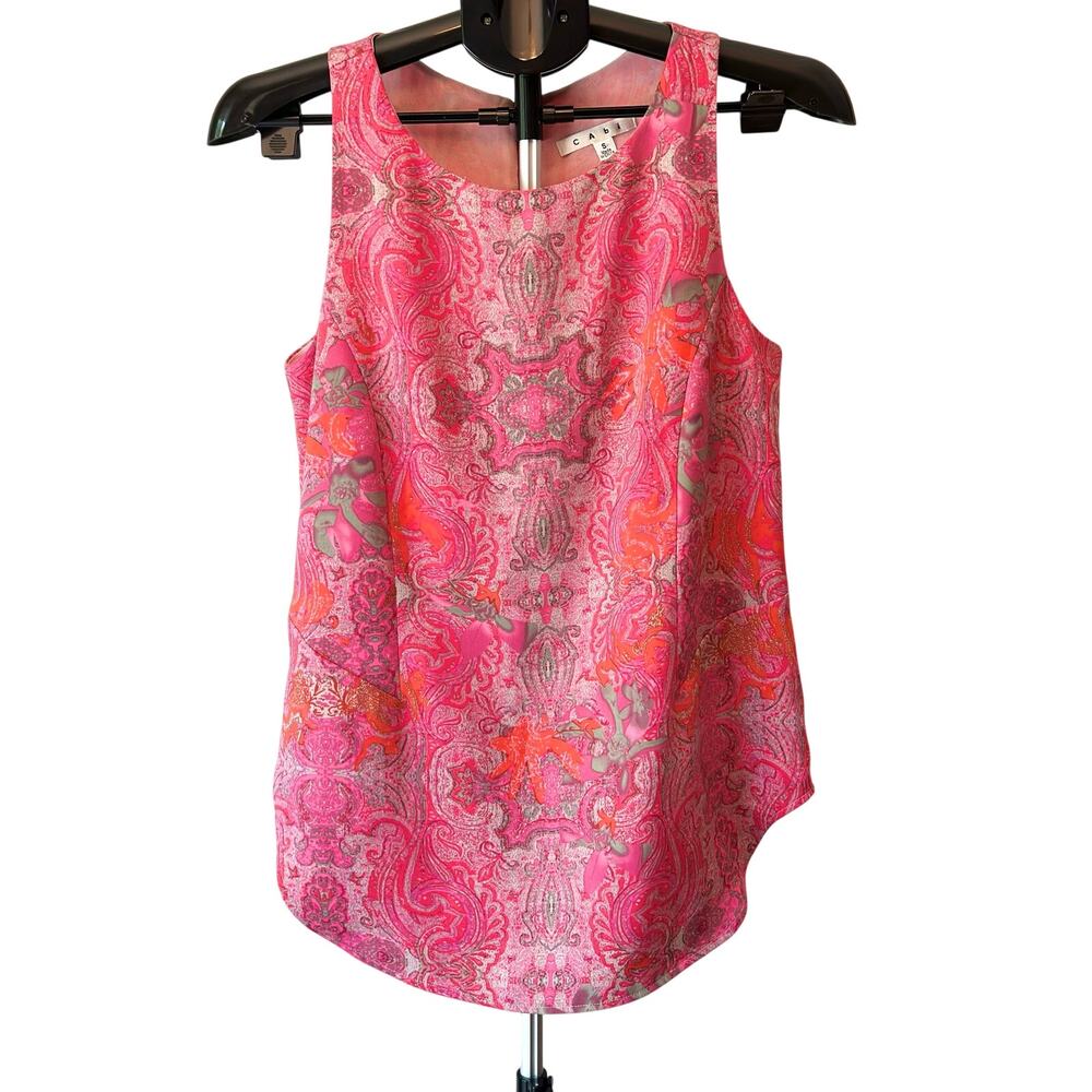 Cabi Shell Top Women Small Pink Paisley High-Low Boho Indie Sleaze Vintage 90s